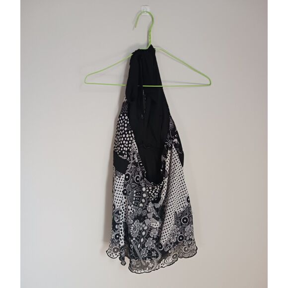 Vintage Floral Print Halterneck Sleeveless Blouse - Picture 4 of 13